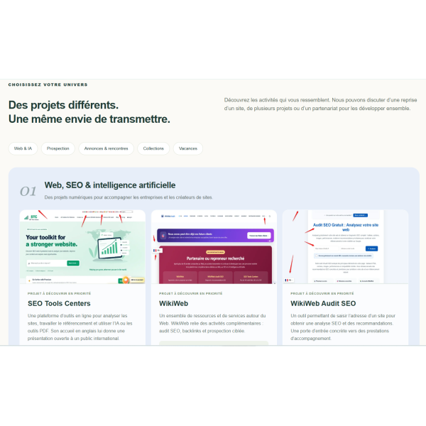 MonBusinessVotreAvenir.fr — Site dédié à la transmission de projets web et aux opportunités de partenariat